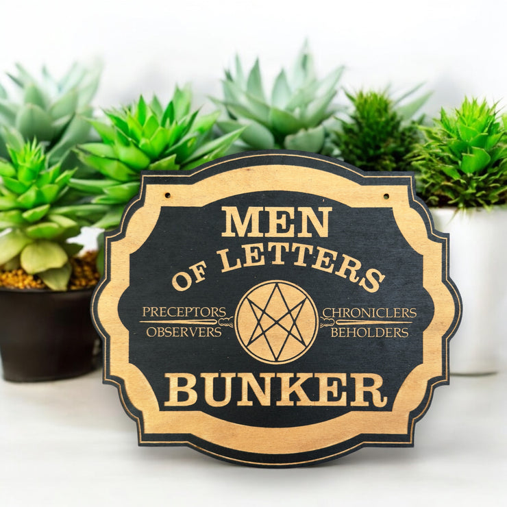 Men of Letters Bunker - Black Door Sign 10x8