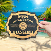 Men of Letters Bunker - Black Door Sign 10x8