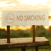 No Smoking Sign Raw Wood 11x3.5