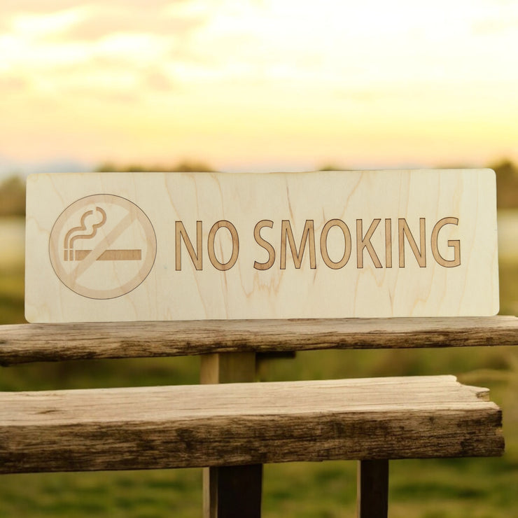 No Smoking Sign Raw Wood 11x3.5