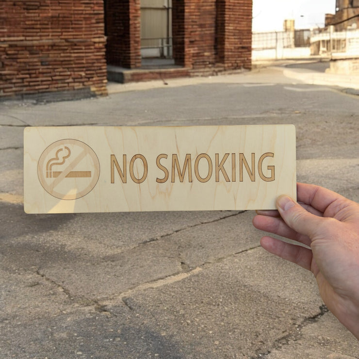 No Smoking Sign Raw Wood 11x3.5