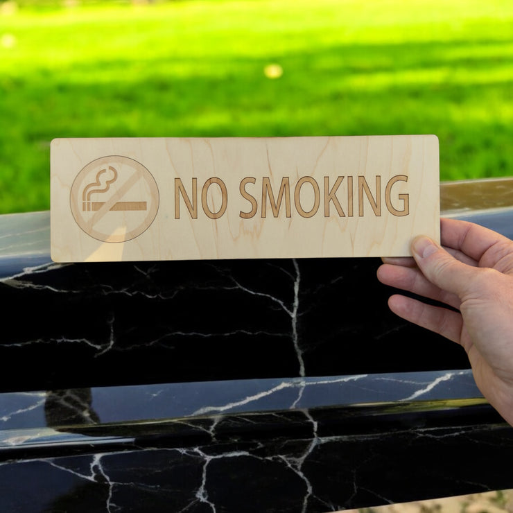 No Smoking Sign Raw Wood 11x3.5