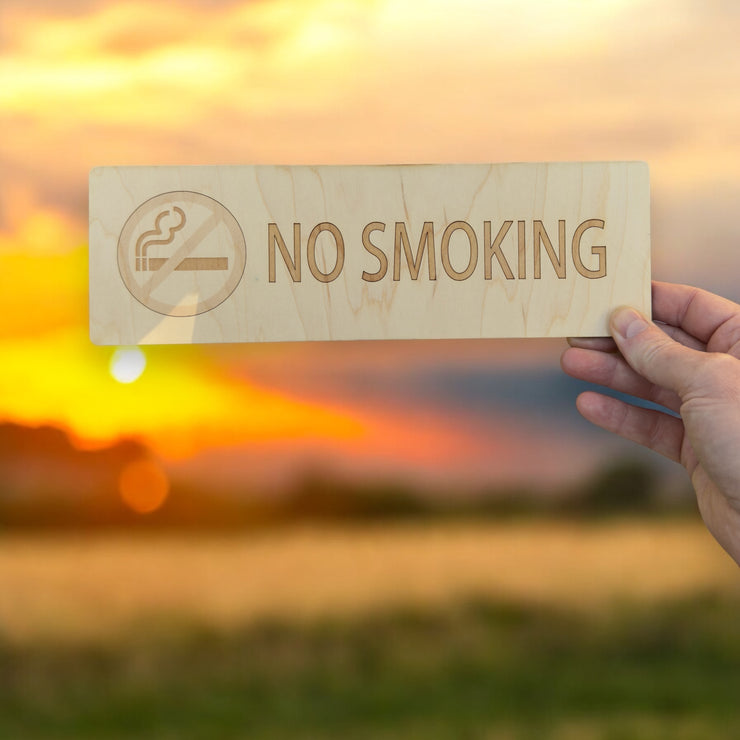 No Smoking Sign Raw Wood 11x3.5