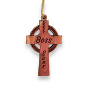 Best Boss Ever Celtic Cross - Cedar Ornament