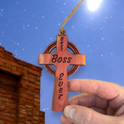 Best Boss Ever Celtic Cross - Cedar Ornament