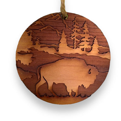 Free Range American Bison - Cedar Ornament