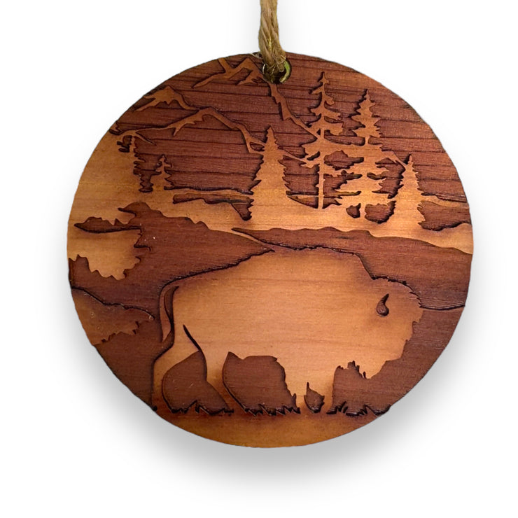 Free Range American Bison - Cedar Ornament