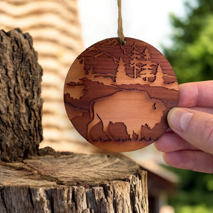 Free Range American Bison - Cedar Ornament