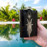 8oz BLACK Baphomet Head Flask