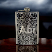 8oz celtic design PERSONALIZED flask With your Initial Stainless Steel Flask (TIMES NEW ROMAN FONT)