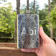 8oz celtic design PERSONALIZED flask With your Initial Stainless Steel Flask (TIMES NEW ROMAN FONT)