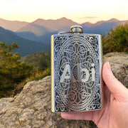 8oz celtic design PERSONALIZED flask With your Initial Stainless Steel Flask (TIMES NEW ROMAN FONT)