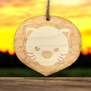 Ornament - Cute Lion - Raw Wood 3x2in