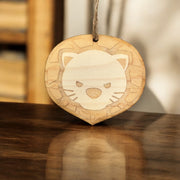 Ornament - Cute Lion - Raw Wood 3x2in