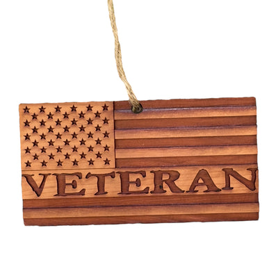 Veteran American Flag - Cedar Ornament