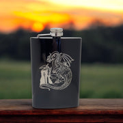 8oz Wizard and Dragon BLACK flask