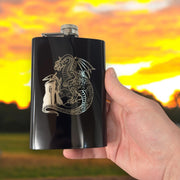 8oz Wizard and Dragon BLACK flask