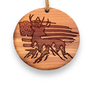 American Deer Flag - Cedar Ornament