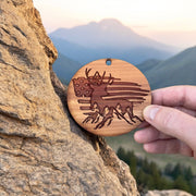 American Deer Flag - Cedar Ornament