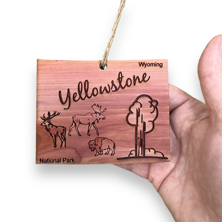 Yellowstone National Park WY - Cedar Ornament