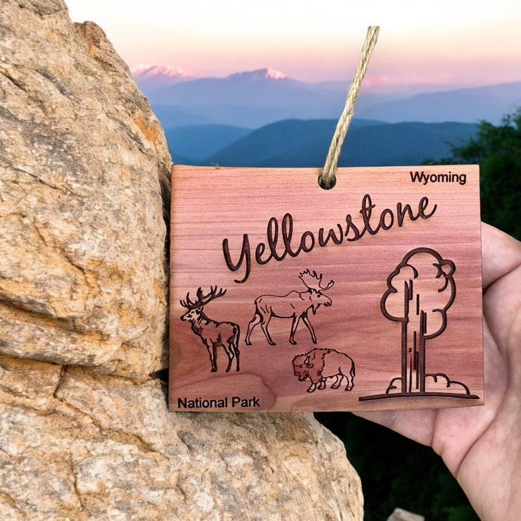 Yellowstone National Park WY - Cedar Ornament