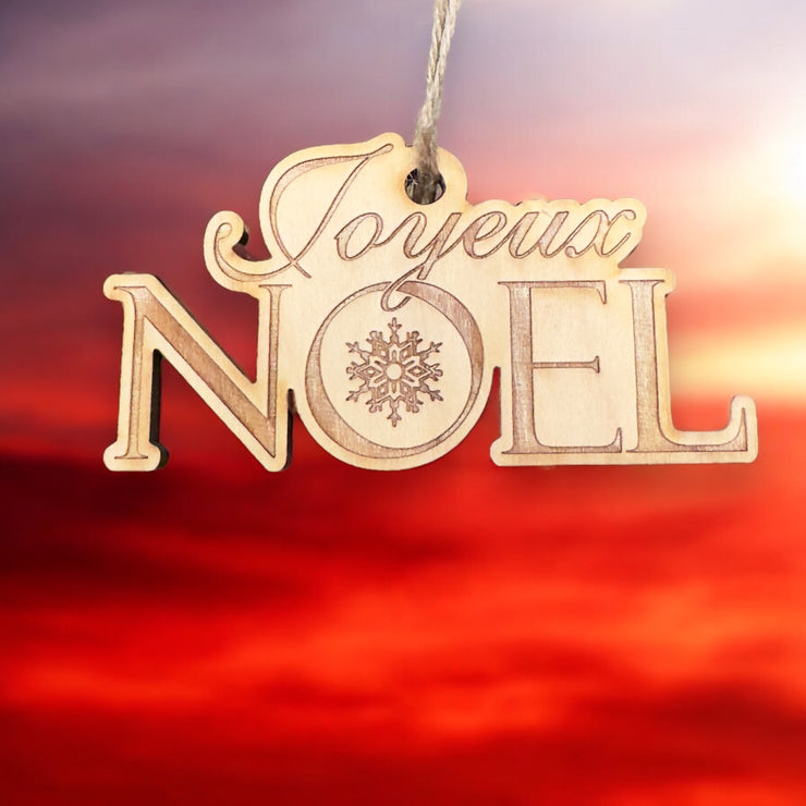 Ornament - Joyeux Noel - Raw Wood 4x2in