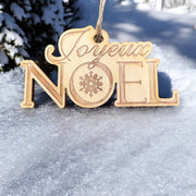 Ornament - Joyeux Noel - Raw Wood 4x2in