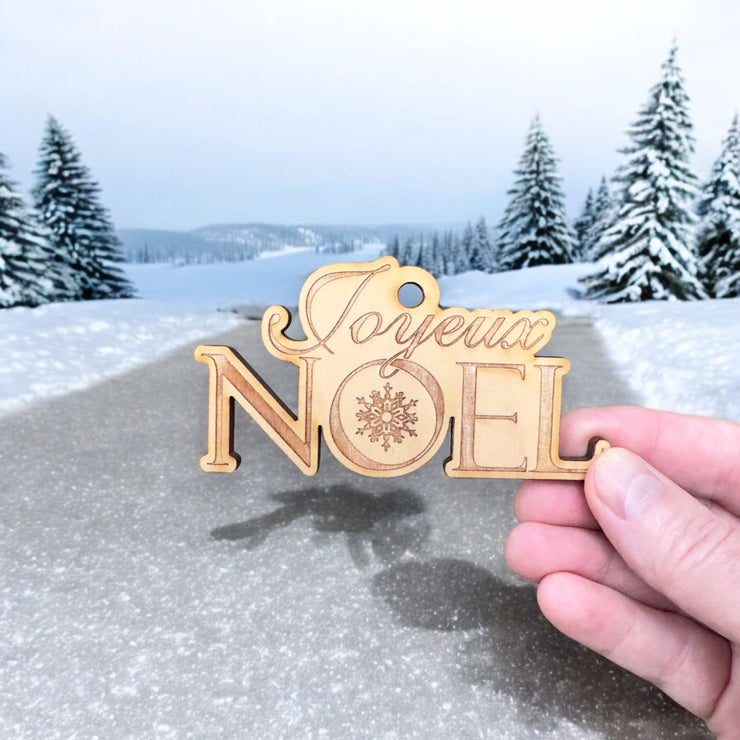 Ornament - Joyeux Noel - Raw Wood 4x2in