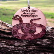 Worlds Most Awesome Herpetologist Snake - Cedar Ornament