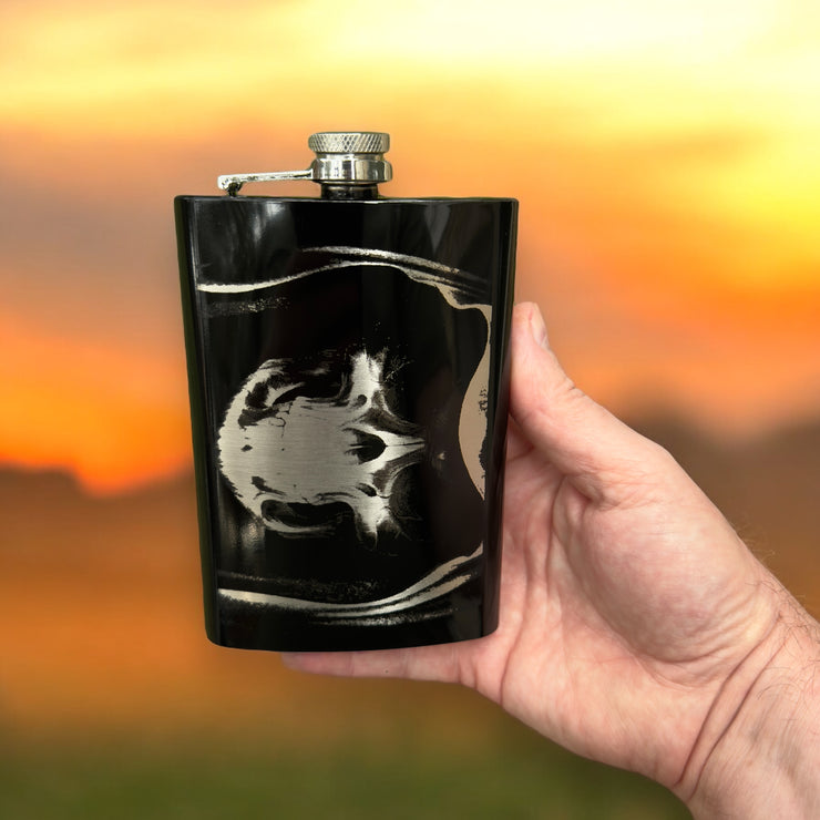 8oz BLACK Grim Reaper Flask