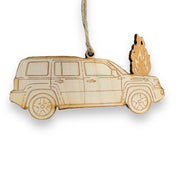 Ornament - Car on Fire - Raw Wood