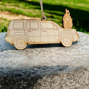 Ornament - Car on Fire - Raw Wood