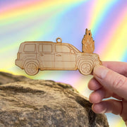 Ornament - Car on Fire - Raw Wood