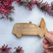 Ornament - Car on Fire - Raw Wood