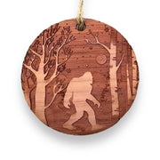 Winter Sasquatch Bigfoot - Raw Cedar Ornament 3x3in