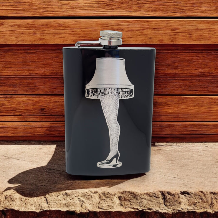 8oz BLACK Leg Lamp Flask