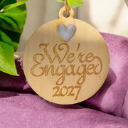 Ornament - We're Engaged 2027 - Raw Wood 3x3in