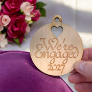 Ornament - We're Engaged 2027 - Raw Wood 3x3in