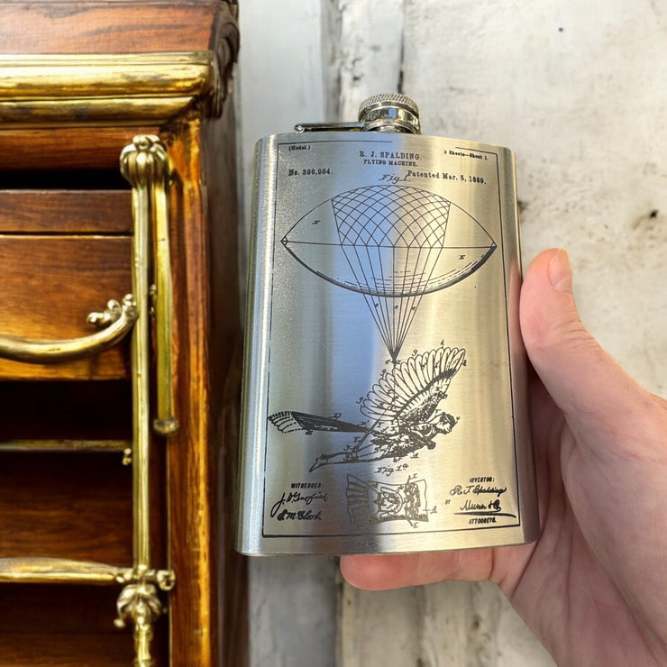 8oz Steampunk Flying Man Stainless Steel Flask