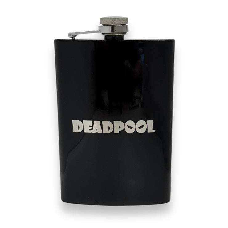 8OZ Deadpool Flask - BLACK, RED, STAINLESS, OR 6OZ LEATHER