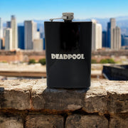 8OZ Deadpool Flask - BLACK, RED, STAINLESS, OR 6OZ LEATHER