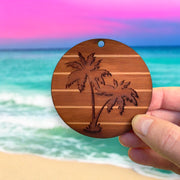 Sunset and Palm Trees - Cedar Ornament