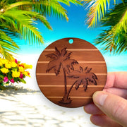 Sunset and Palm Trees - Cedar Ornament