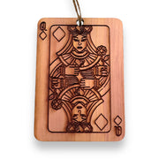 Cedar Ornament - Queen of Diamonds Card