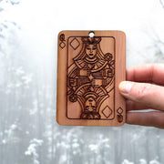 Cedar Ornament - Queen of Diamonds Card