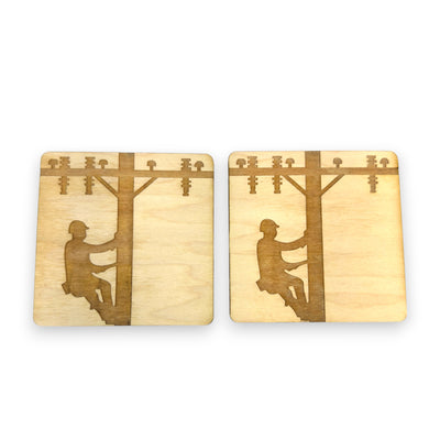 Lineman Coasters Set of 2 - Raw Wood