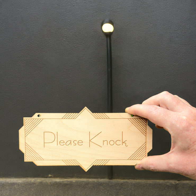 Please Knock - Raw Wood Door Sign 4x8