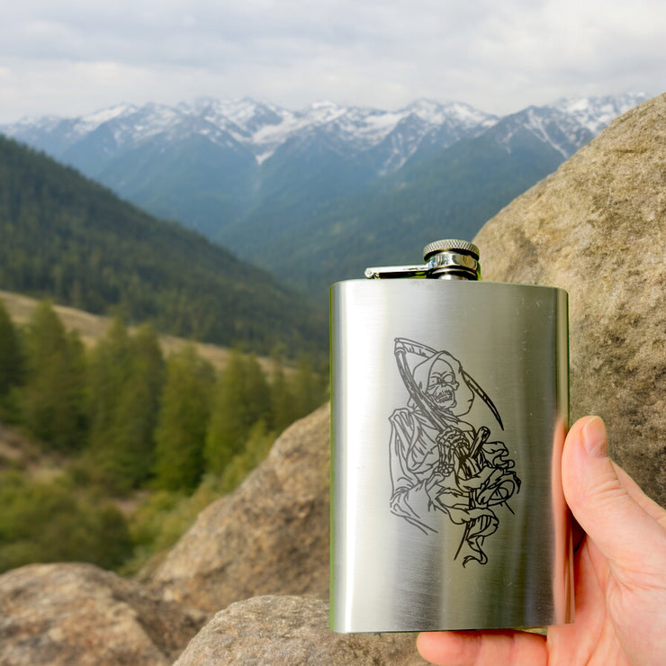 8oz Dealer of Death Grim Reaper Stainless Steel Flask