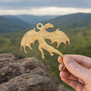 Ornament - Flying Dragon - Raw Wood 4x3in