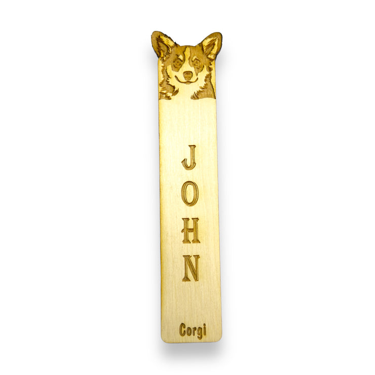 Bookmark - PERSONALIZED Corgi Dog - Birch wood